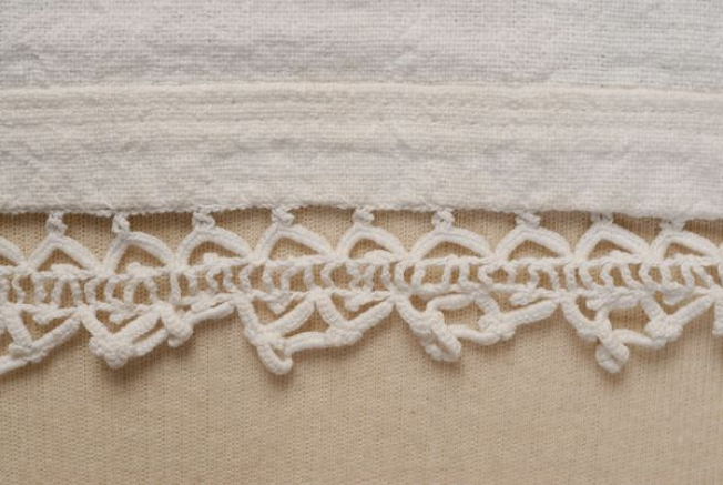 Border, detail of the decoration with cotton lace