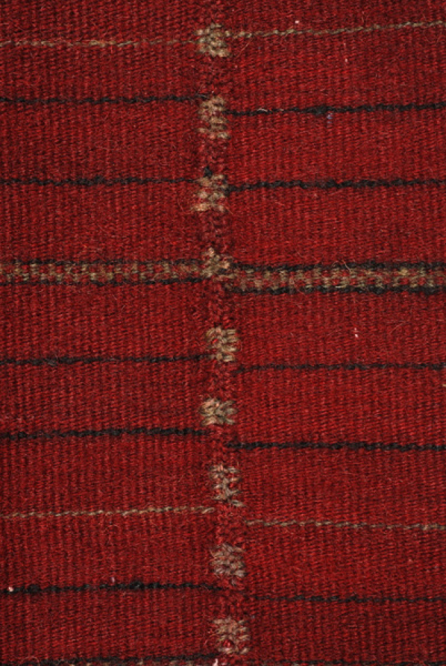 Detail of the embroidered joint, karki at the vertical joint of the skirt panels