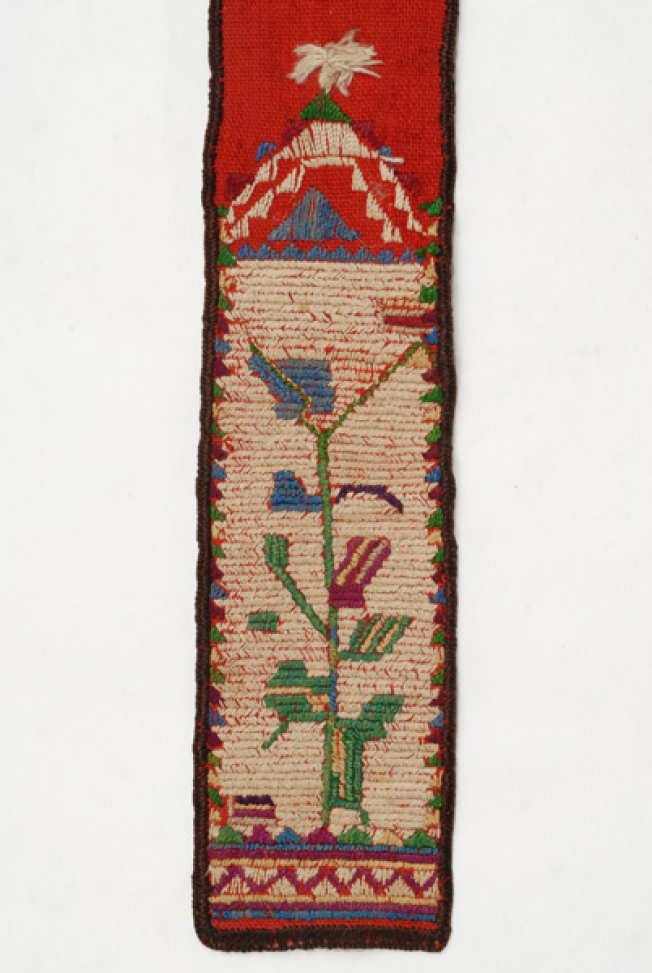 Detail of the decoration, counted threadwork at the ends