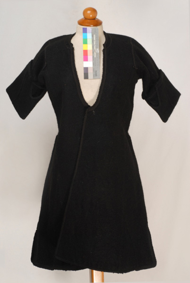 Kiourdia, inner sleeved overcoat made of black horse cloth, ornamented with plain coloured cordons and loops
