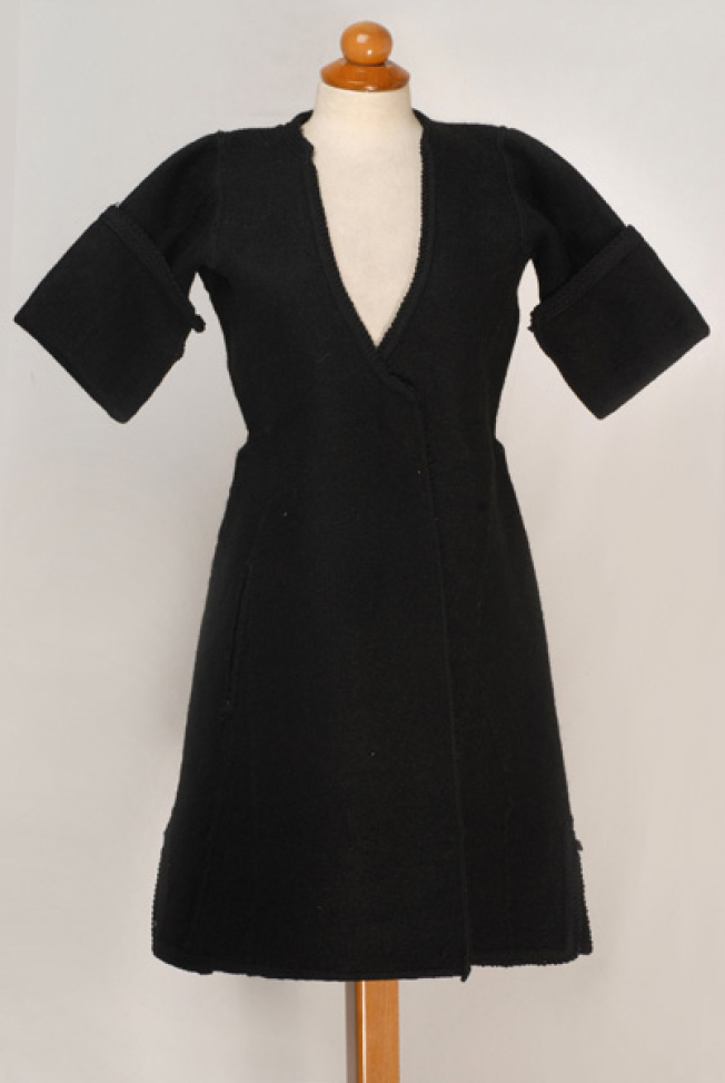 Kiourdia, inner sleeved overcoat made of black horse cloth, ornamented with plain coloured cordons and loops
