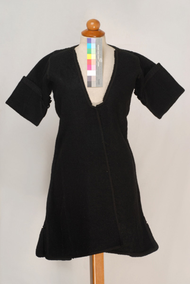 Kiourdia, inner sleeved overcoat made of black horse cloth, ornamented with plain-coloured cordons and loops