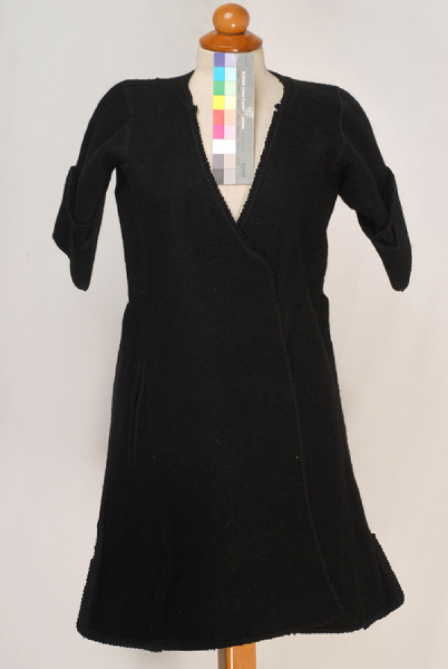 Kiourdia, inner sleeved overcoat made of black horse cloth, ornamented with plain-coloured cordons and loops