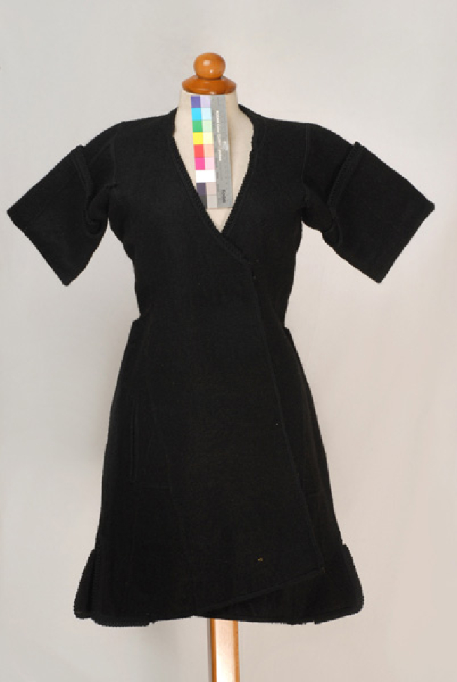 Kiourdia, inner sleeved overcoat made of black horse cloth, ornamented with plain coloured cordons and loops