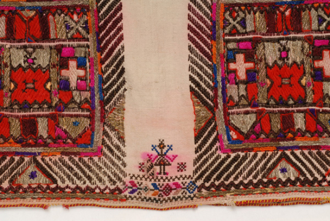 Colourful female figure among the squares
