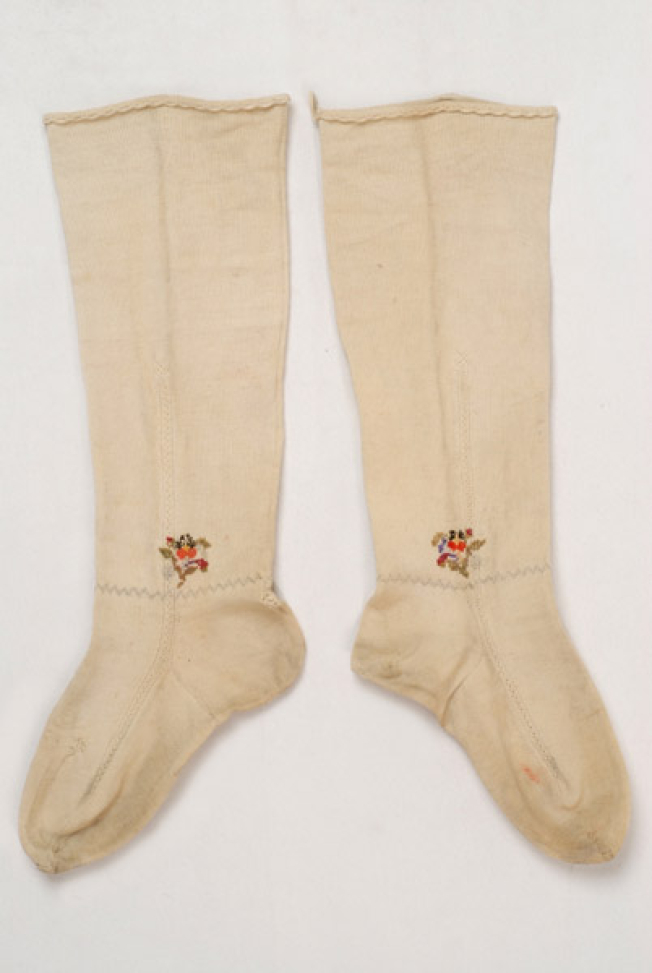 Stockings with ploumia (finery) at the ankle, inner side