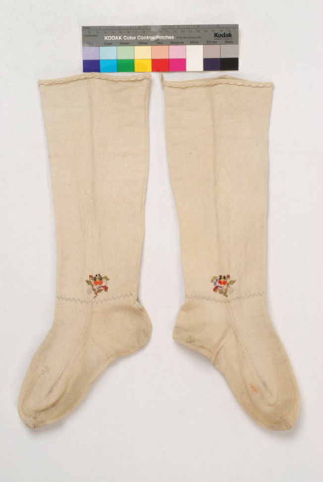 Stockings with ploumia (finery) at the ankle, inner side