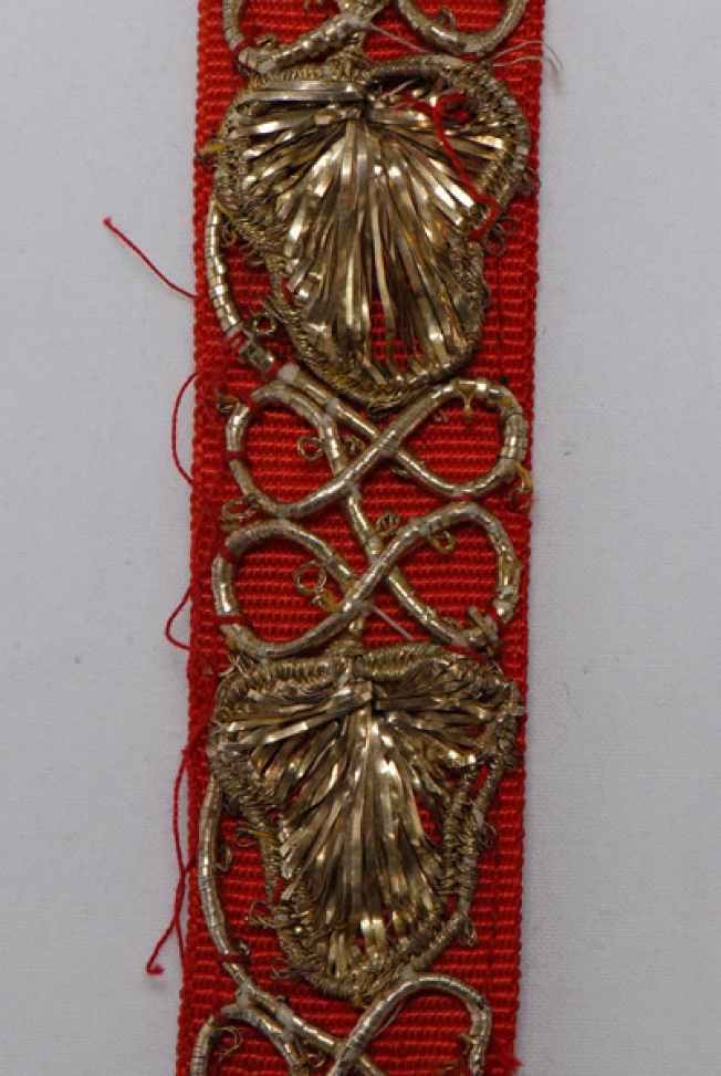 Detail of the gold embroidered