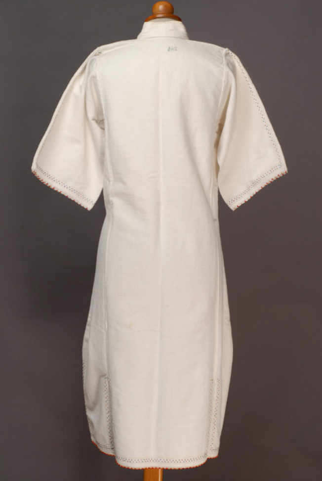 White cotton woven chemise, back