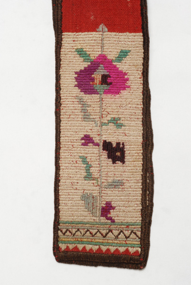 Detail of the decoration, counted threadwork at the ends