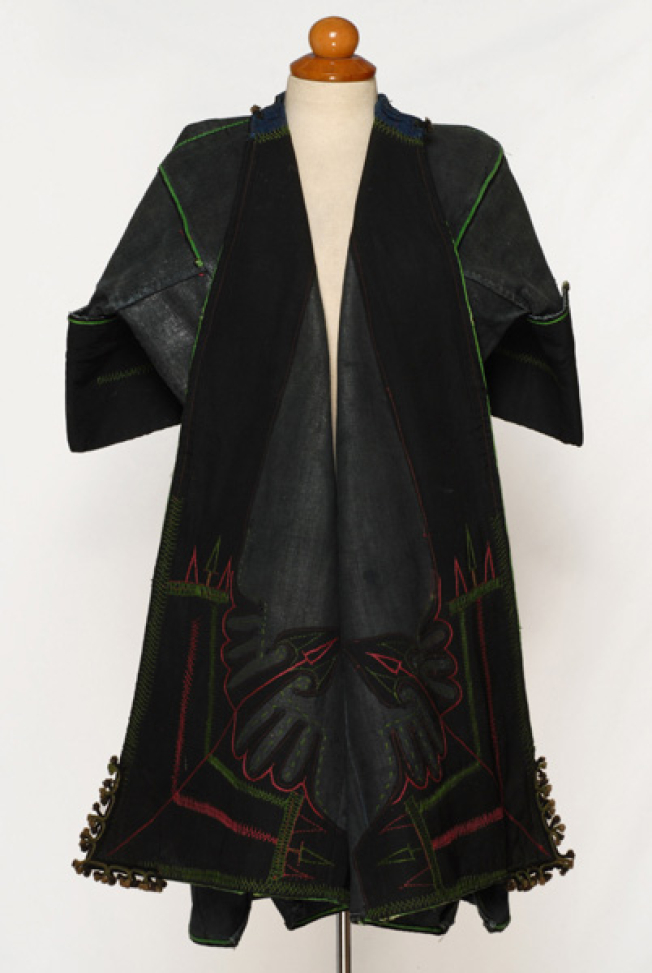Sayias, sleeved overcoat richly embroidered at the front and skoutes with plechto