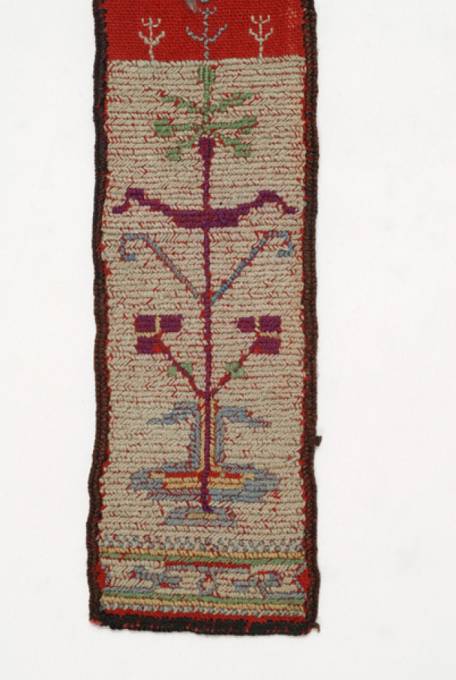 Detail of the decoration, counted threadwork at the ends