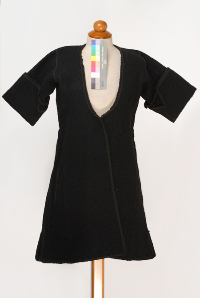 Kiourdia, inner sleeved overcoat made of black horse cloth, ornamented with plain coloured cordons and loops