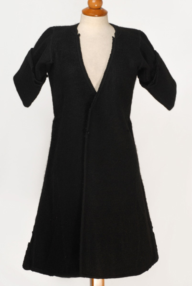 Kiourdia, inner sleeved overcoat made of black horse cloth, ornamented with plain coloured cordons and loops