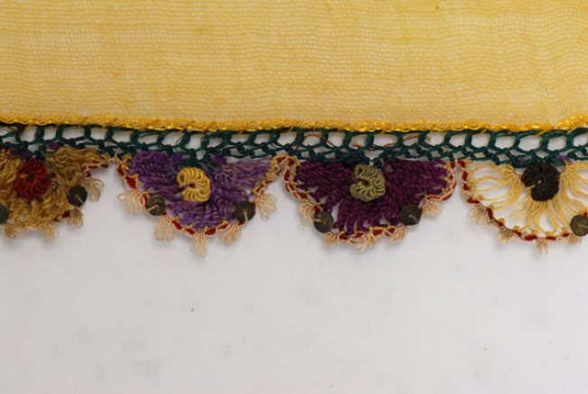Bibila (crocheted lace) with small blossoms and spangles