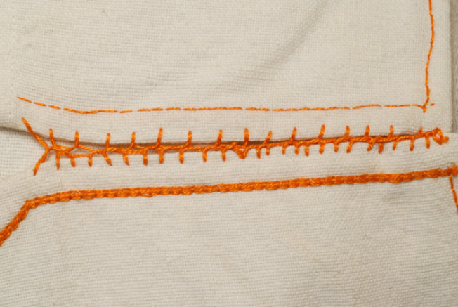 Shoulder, embroidered joint with the sewing needle