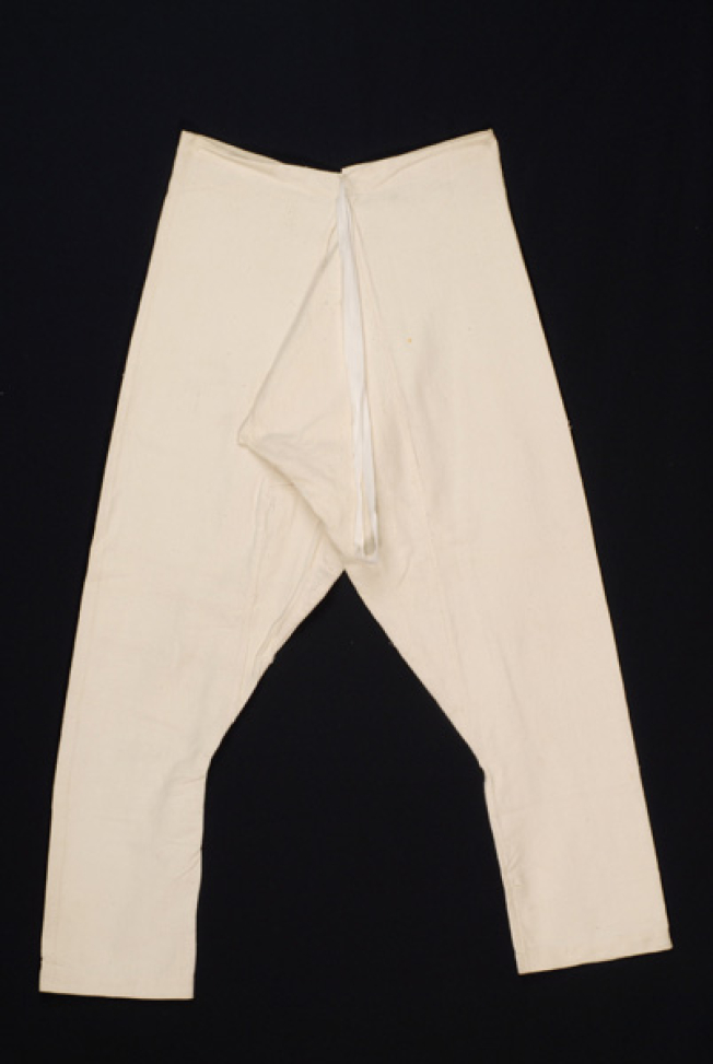 Sourelo, white tight dimity trousers 