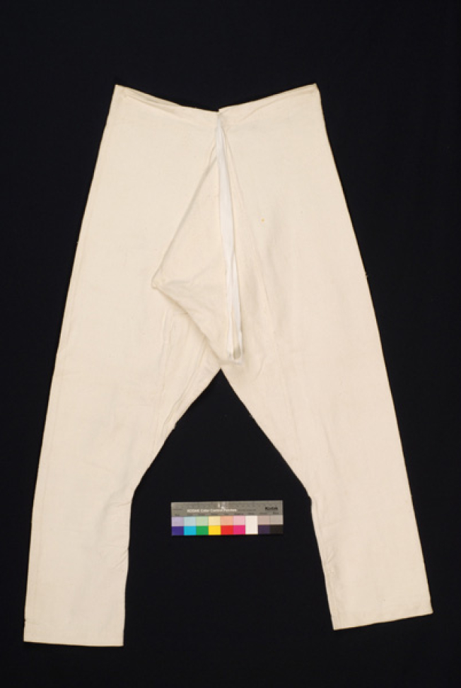Sourelo, white tight dimity trousers 