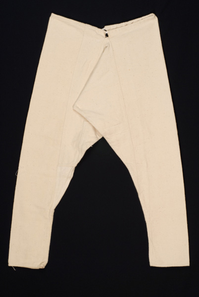 Sourelo, white tight dimity trousers 