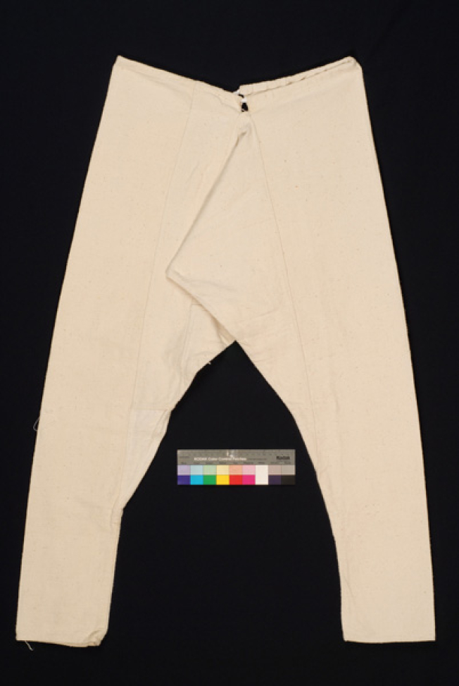 Sourelo, white tight dimity trousers 