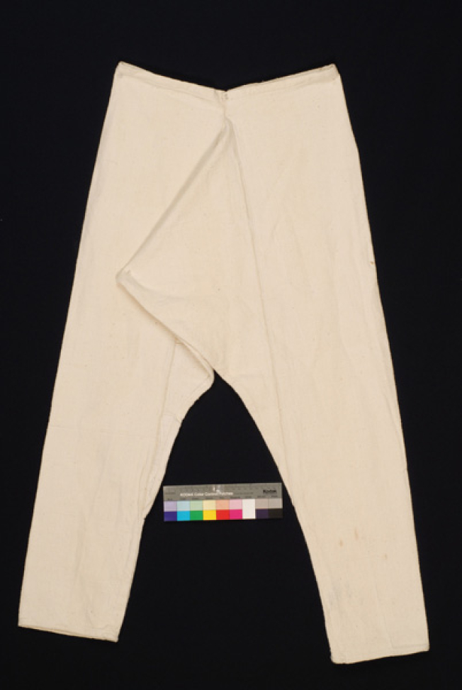 Sourelo, white tight dimity trousers 