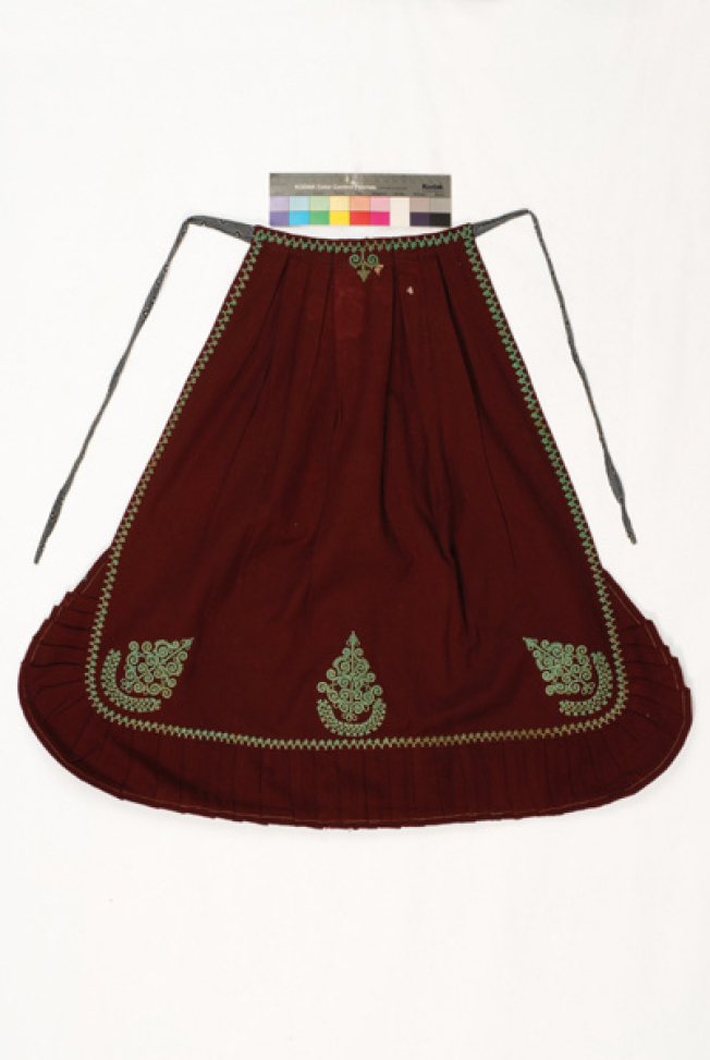 Woollen crimson apron with terzidiko (gold) embroidery