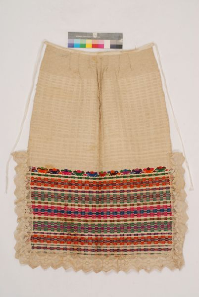 Apron from Attica made of karameloto (candy-shaped) woven with multicoloured embroidered decoration