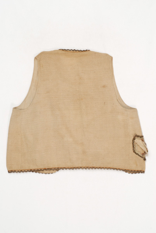 Yianeli, short vest made of cotton fabric of the loom, back