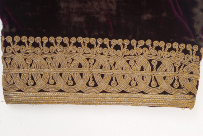 Detail of terzidikos (gold tailored) embroidery at the sleeve edge