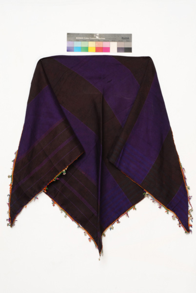 Tsipa, triangular purple and crimson silk kerchief with faint dark-coloured stripes