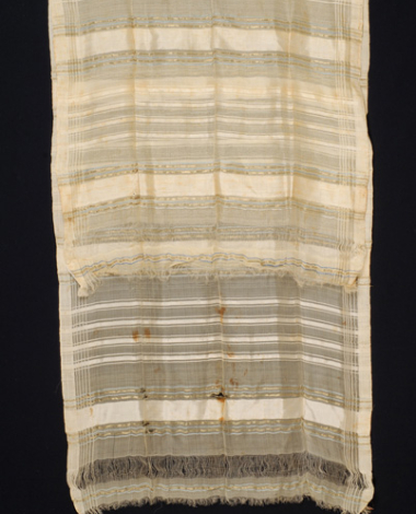 Pure silk bolia with embellished gold and blue silk stripes