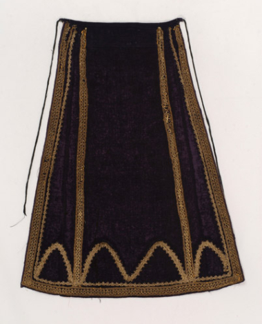 Velvet apron with applique gold chevrons