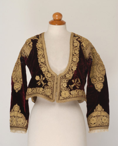 Zibouni, velvet, gold embroidered sleeved jacket