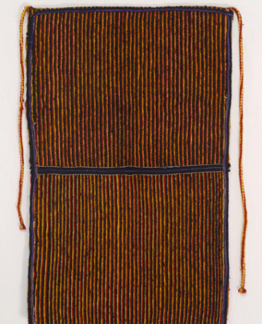 Woollen woven fulled apron with embellished verticalς coloured stripes
