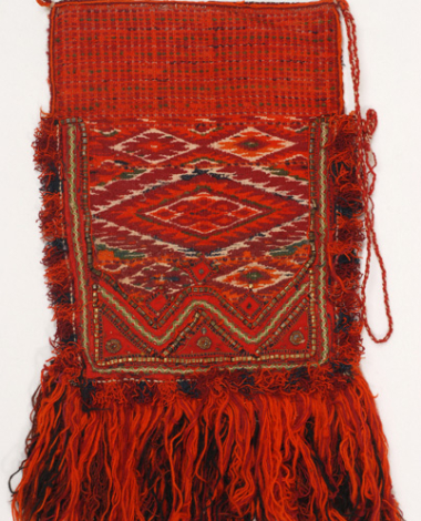 Woollen woven apron with embellished linear and lozenge-shaped motifs, bridal accessory of the women's costume from Antartiko