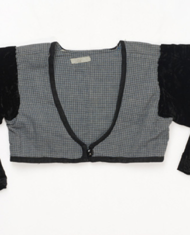 Zipouni or mintani, sleeved short jacket made of woven cotton checked fabric