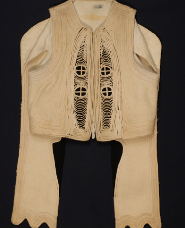 Fermeli, men's, sleeved jacket made of white fullen wool