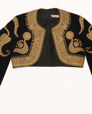 Sleeved jacket made of broadcloth ornamented with terzidiko gold embroidery