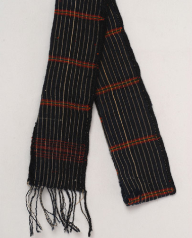 Foukas, woollen woven sash with embellished stripes and fringed edge