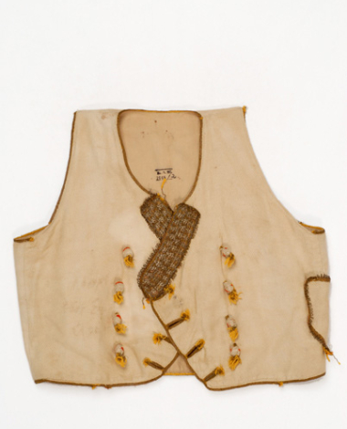 Yianeli, short vest made of silk fabric of the loom