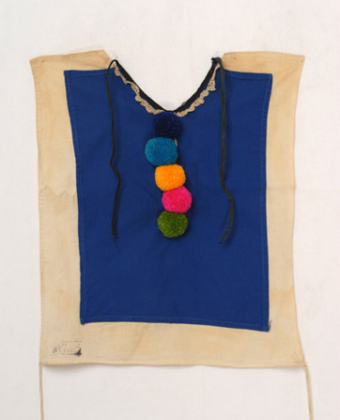 Plastron, pectoral accessory of women's costume from Alona, ornamented with coloured woollen small tassels (pon-pon)