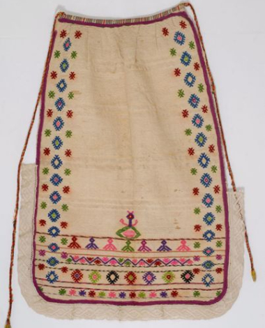 Handwoven apron from Attica with colourful embroidered decoration