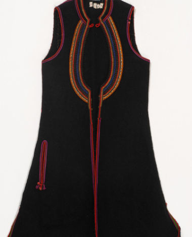 Woollen sigouna, sleeveless overcoat made of saddle blanket decorated with cordons and colourful cords
