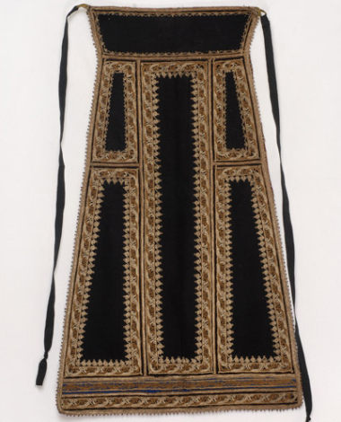 Karagounian gold embroidered apron made of black felt 