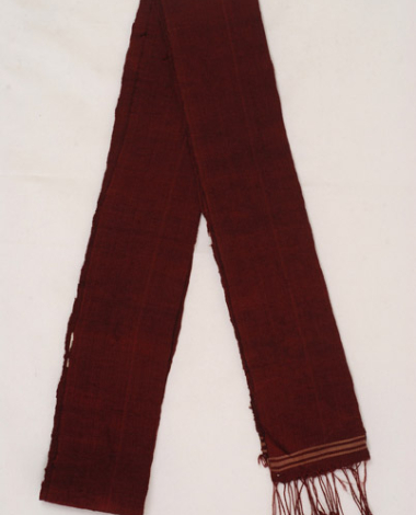 Woollen woven sash with embellished stripes at the edges