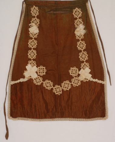 Satin apron with applique decoration