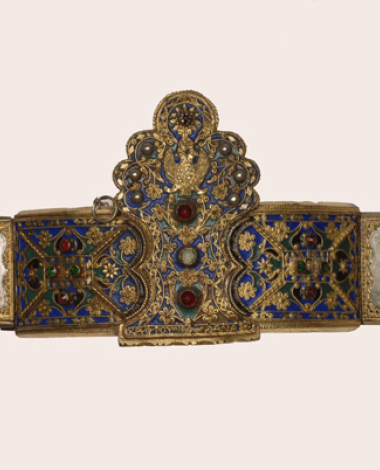 Zounari me tin korona, jointed belt with gold-plated cast buckle