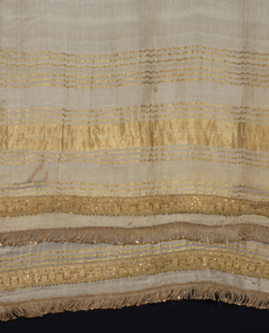 Pure silk bolia with embellished gold stripes