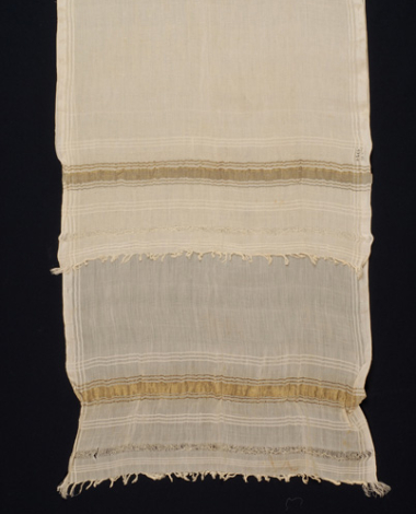 Silk bolia with embellished silk and gold stripes