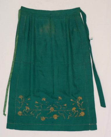 Silk plain coloured apron with gold embroidered decoration